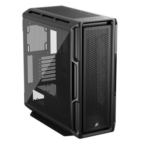 Corsair 5000T Gaming Case w/ Glass Side, E-ATX, No Fans, USB-C, Asus BTF Compatible, Black