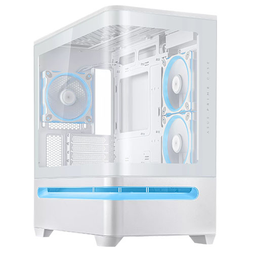 Asus Prime AP202 ARGB Gaming Case w/ Curved Glass Panel, Micro ATX, 3x ARGB Fans, ARGB Light Band, 420mm GPU Support, USB-C 20Gbps, White