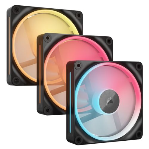 Corsair iCUE LINK LX120-R 120mm PWM Reverse Blade RGB Case Fans (3-Pack), 18 RGB LEDs, Magnetic Dome Bearing, 2400 RPM, iCUE LINK Hub Included, Black
