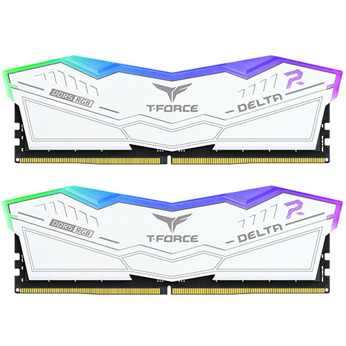 Team T-Force Delta RGB 32GB Kit (2 x 16GB), DDR5, 6000MHz (PC5-48000), CL30, ECC, AMD EXPO & XMP 3.0, PMIC, DIMM Memory, White