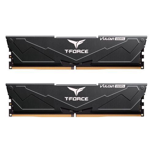 Team T-Force Vulcan 64GB Kit (2 x 32GB), DDR5, 6400MHz (PC5-51200), CL34, ECC, AMD EXPO & Intel XMP 3.0, PMIC, DIMM Memory, Black
